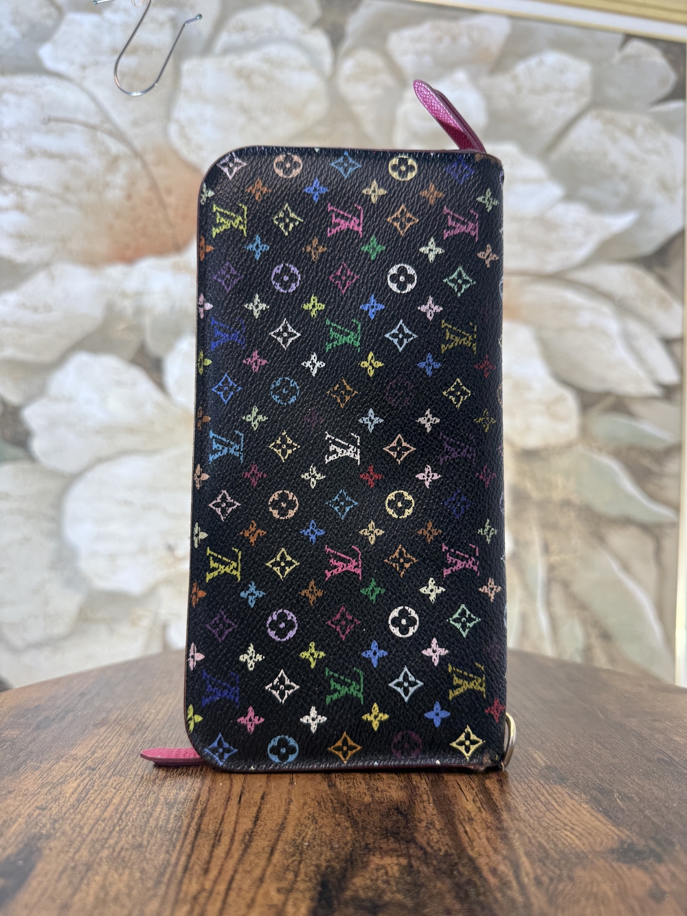 Louis Vuitton Murakami Black Multicolor Monogram Zip Wallet